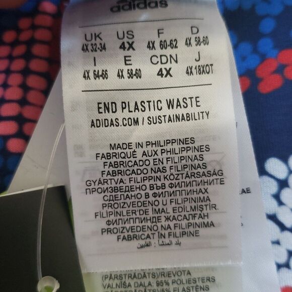 NWT Farm Rio X Adidas Navy Blue Tropical Edgy Oversized Short Sleeve Top Size 4X - Picture 5 of 7